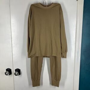 Cabela's Underwear Shirt Pants Set Men M Tan Base Layer Thermax Vintage USA made